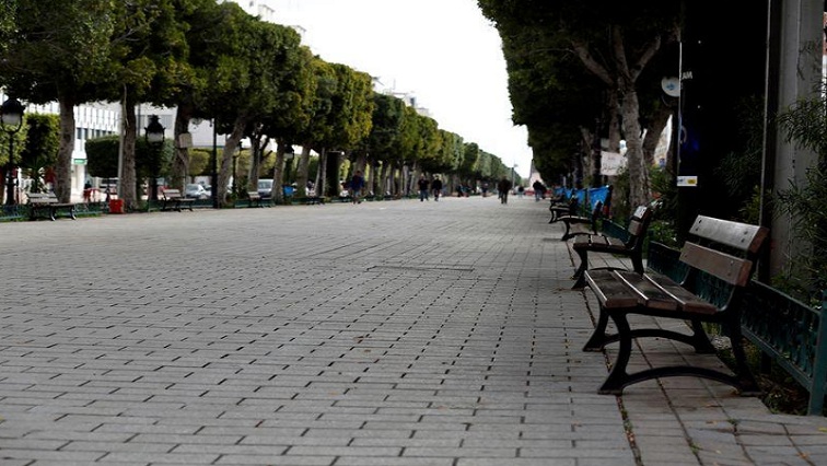 A general view of Habib Bourguiba Avenue in downtown Tunis, virtually deserted on the first day of a general lockdown to stop the spread of the coronavirus disease (COVID-19) ordered by Tunisia's president last Friday, in Tunis, Tunisia, March 22, 2020.