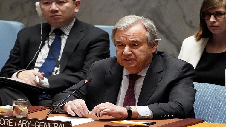 Secretary General of the United Nations Antonio Guterres speaks during a Security Council meeting about the situation in Syria at U.N. Headquarters in the Manhattan borough of New York City, New York, US, on February 28, 2020.