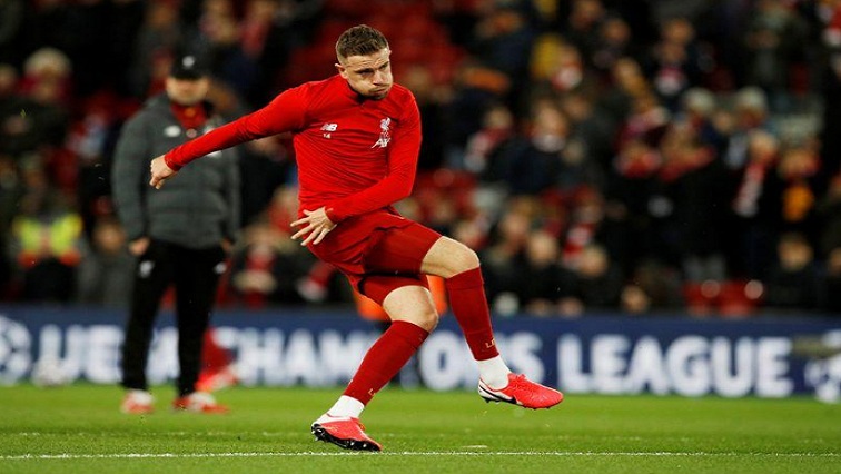Liverpool's Jordan Henderson during the warm up before the match.