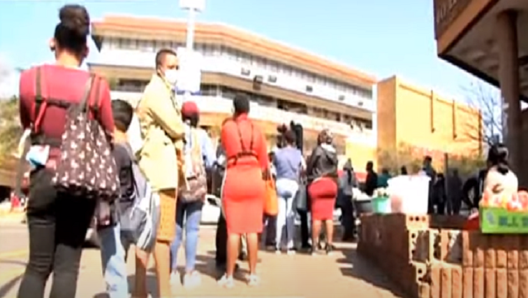 Grant beneficiaries lining up outside Sassa offices in Johannesburg.