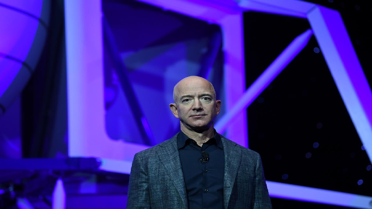 Founder, Chairman, CEO and President of Amazon Jeff Bezos unveils his space company Blue Origin's space exploration lunar lander rocket called Blue Moon during an unveiling event in Washington, US.