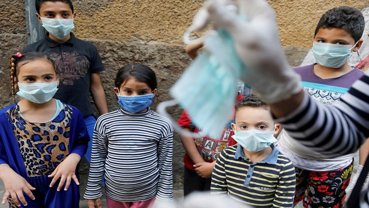 Children wearing masks