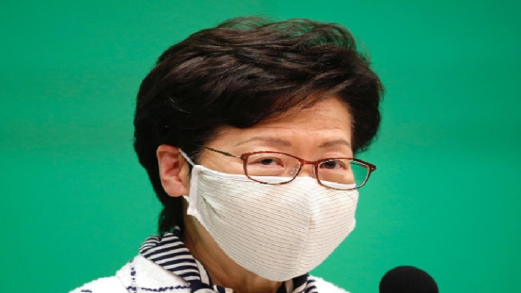 Hong Kong Chief Executive Carrie Lam, wearing a protective mask, speaks during a news conference over global outbreak of the coronavirus disease (COVID-19) in Hong Kong, China July 13, 2020.
