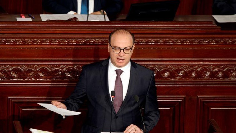 Tunisia's prime minister designate Elyes Fakhfakh speaks at the Assembly of People's Representatives in Tunis, Tunisia, February 26, 2020.