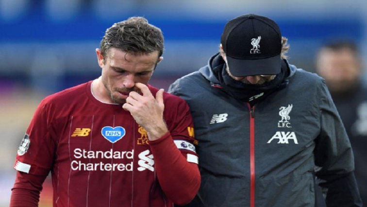 Liverpool's Jordan Henderson and manager Juergen Klopp after the match, as play resumes behind closed doors following the outbreak of the coronavirus disease (COVID-19).