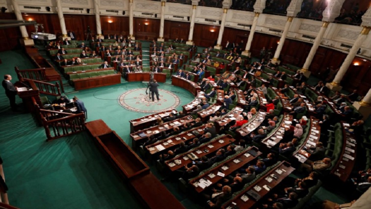 Tunisia's prime minister designate Elyes Fakhfakh speaks at the Assembly of People's Representatives in Tunis, Tunisia February 26, 2020.