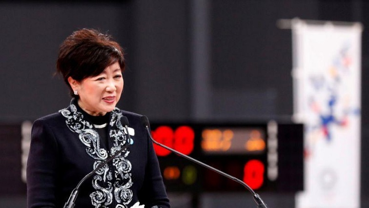 Tokyo governor Yuriko Koike speaks at the opening ceremony of the Ariake Arena, which was due to host volleyball and wheelchair basketball competitions in the now-postponed 2020 Olympic Games in Tokyo, Japan February 2, 2020.
