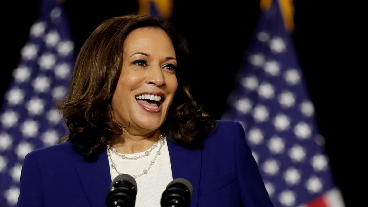 Democratic vice presidential candidate Senator Kamala Harris speaks at a campaign event, on her first joint appearance with presidential candidate and former Vice President Joe Biden after being named by Biden as his running mate, at Alexis Dupont High School in Wilmington, Delaware, U.S., August 12, 2020.