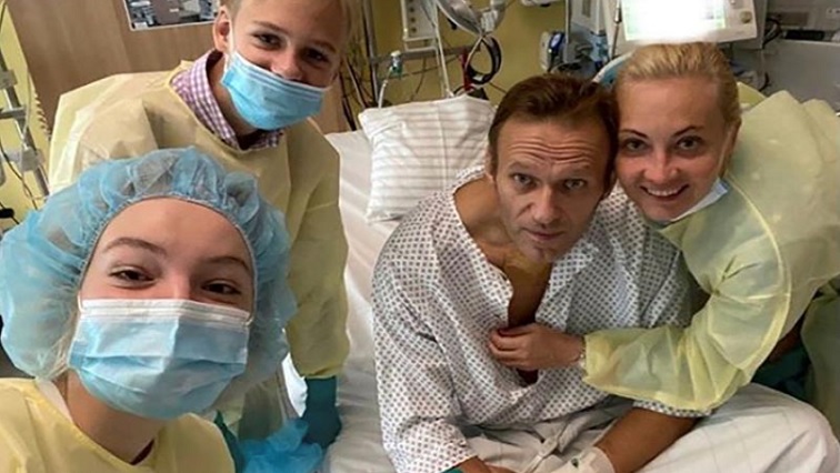 Russian opposition politician Alexei Navalny and his family members pose for a picture at Charite hospital in Berlin, Germany, in this undated image obtained from social media September 15, 2020. Courtesy of Instagram @NAVALNY/Social Media via REUTERS