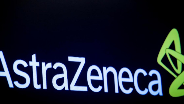 The company logo for pharmaceutical company AstraZeneca is displayed on a screen on the floor at the New York Stock Exchange (NYSE) in New York, U.S., April 8, 2019.