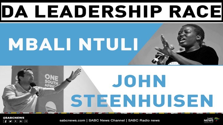 John Steenhuisen and Mbali Ntuli are the candidates vying for the party's top leader position.