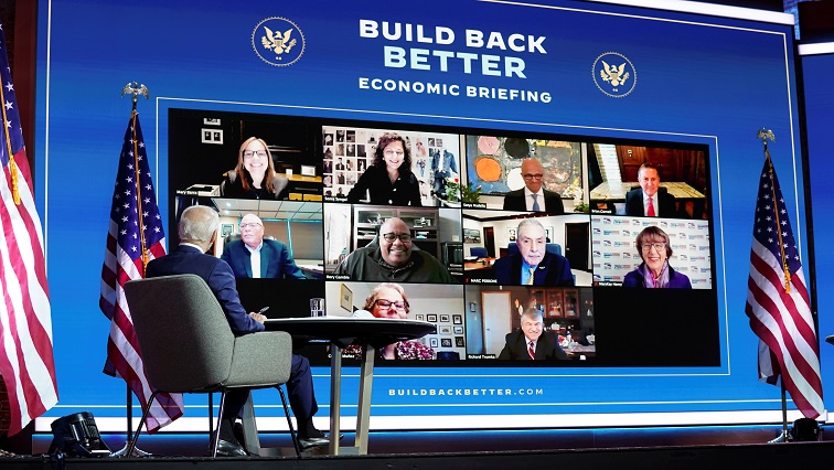 US President-elect Joe Biden receives virtual briefing on the economy with his economic advisers in Wilmington, Delaware, US.