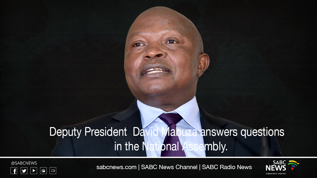 Deputy President David Mabuza answers questions in parliament.