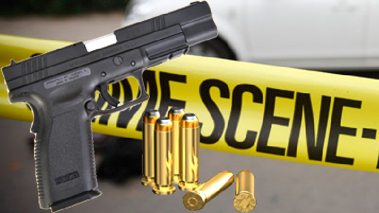 Crime scene tape and gun are illustrated in the image.