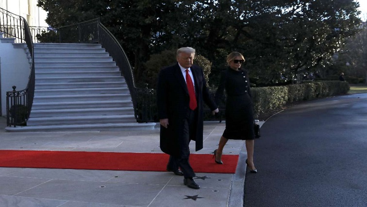 US President Donald Trump and wife, Melania, leave the White House for the last time.