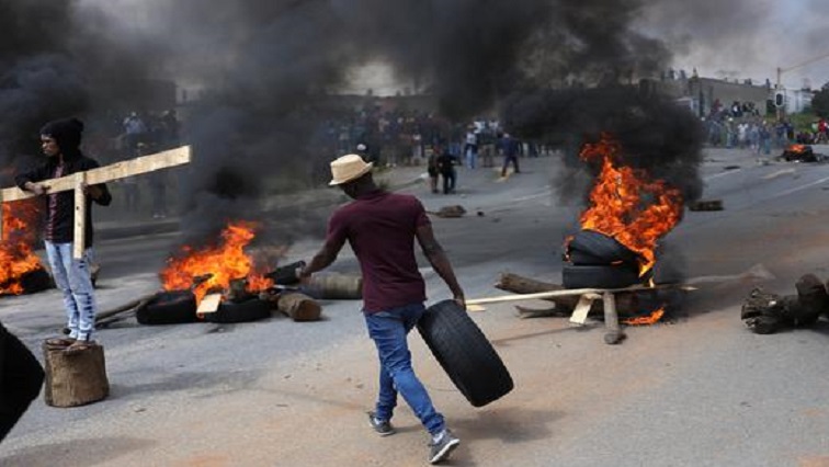Residents burned tyres and barricaded the streets during the protest in Alexandra township in April 2019.