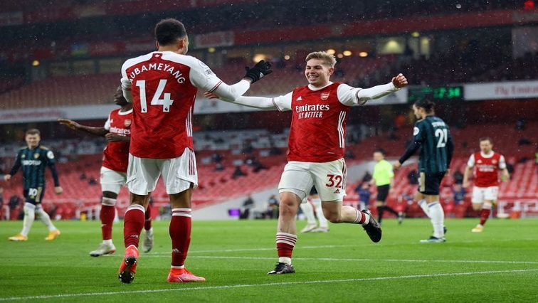 Arsenal were running riot when Aubameyang headed in Emile Smith-Rowe’s cross shot in the 47th minute.