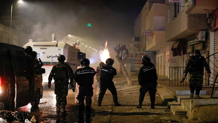[File image] Security forces clash with demonstrators during anti-government protests in Tunis, Tunisia.