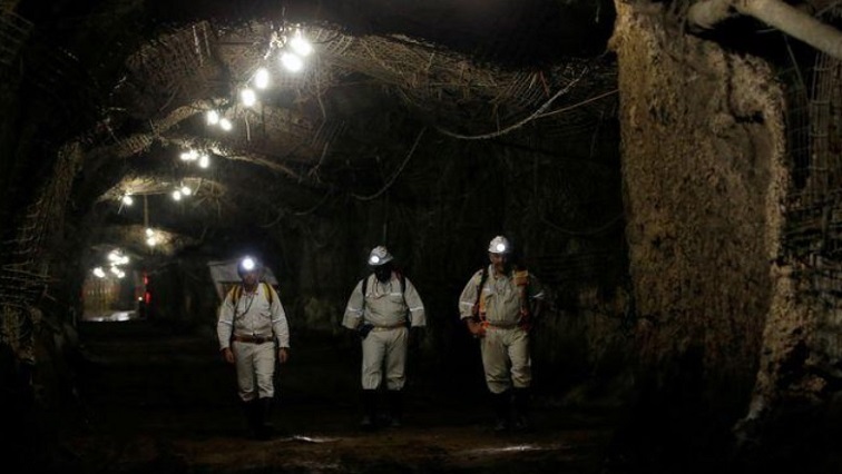[File Image] Workers are seen underground South Africa's Gold Fields South Deep mine in Westonaria, 45 kilometres south-west of Johannesburg.