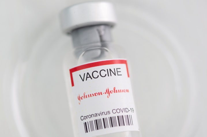 A vial of the J&J vaccine