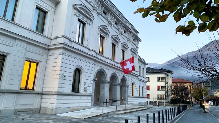 Switzerland's national flag is displayed on the Swiss Federal Criminal Court