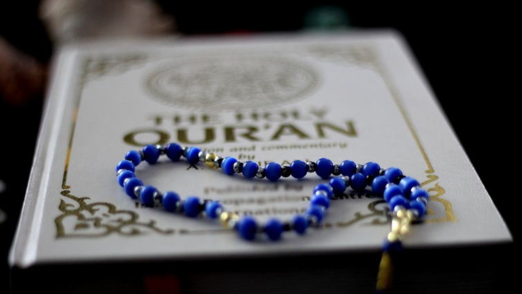 A prayer chain seen on the Muslim holy book the Quran