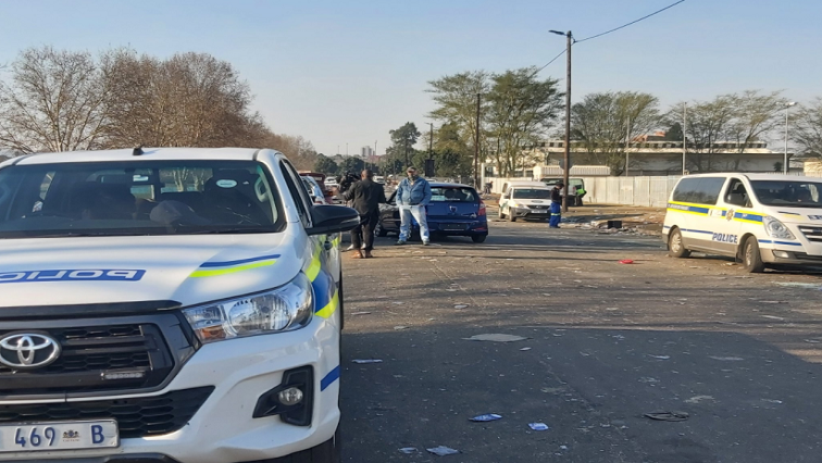 Police in Pietermaritzburg where several bodies were found earlier on Thursday by the community.
