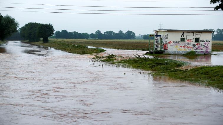 A view of the flooded river Erft following heavy rainfalls in Erftstadt, Germany, July 16, 2021.