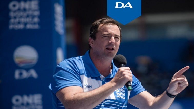 File Image : Democratic Alliance leader, John Steenhuisen speaking at a party event.
