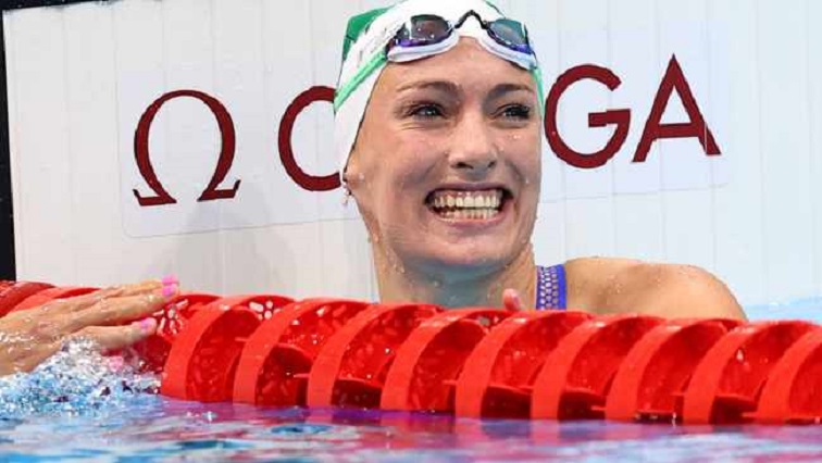 Tatjana Schoenmaker of South Africa smiles after her efforts in the Olympic pool.