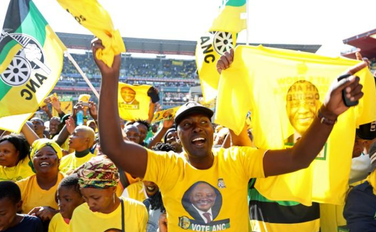 Supporters of the ANC at the party's final rally at Ellis Park Stadium in Johannesburg, South Africa, May 5, 2019.