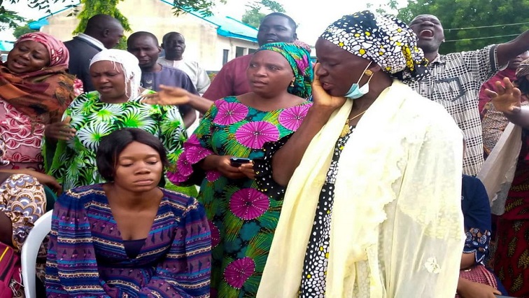 Parents of students who were abducted from Bethel Baptist High School wait for the arrival of some of the students who were released by their kidnappers, in Kaduna, Nigeria July 25, 2021.