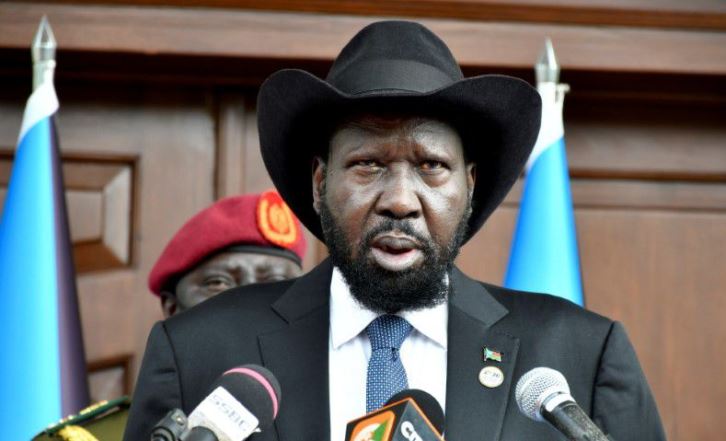 South Sudan's President Salva Kiir addresses the nation as it marks the 10th anniversary of independence, at the State House in Juba, South Sudan July 9, 2021