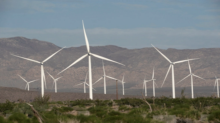 Power-generating Siemens 2.37MW wind turbines are seen at the Ocotillo Wind Energy Facility California, US.