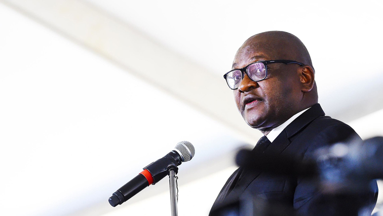Gauteng Premier David Makhura addresses mourners at the funeral service of anti-apartheid activist Ahmed Mohamed Kathrada.