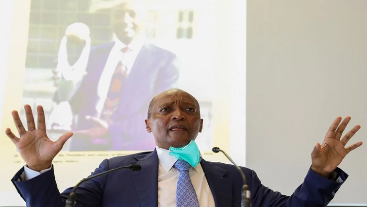 South African billionaire Patrice Motsepe gestures during a media briefing as he delivers his CAF Presidency strategy ahead of the upcoming CAF Presidential elections, in Sandton.