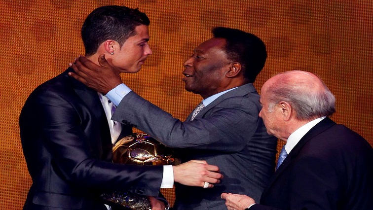 Portugal's Cristiano Ronaldo is congratulated by Pele after being awarded the FIFA Ballon d'Or 2013 in Zurich.