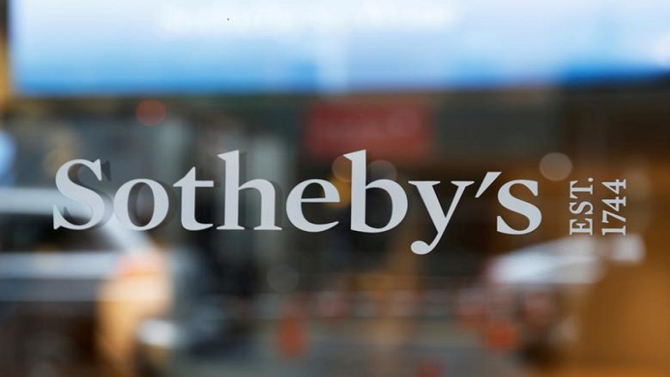 A logo is pictured on Sotheby's in Geneva, Switzerland.