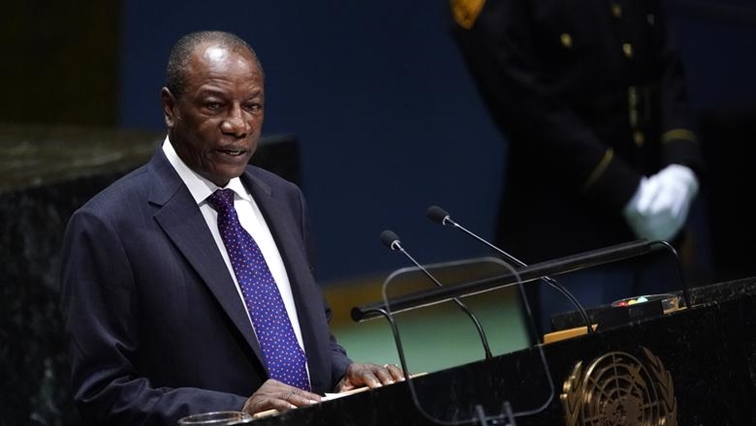 FILE PHOTO: Guinea's President Alpha Conde addresses the 74th session of the United Nations General Assembly at U.N. headquarters on September 25, 2019. REUTERS/Carlo Allegri