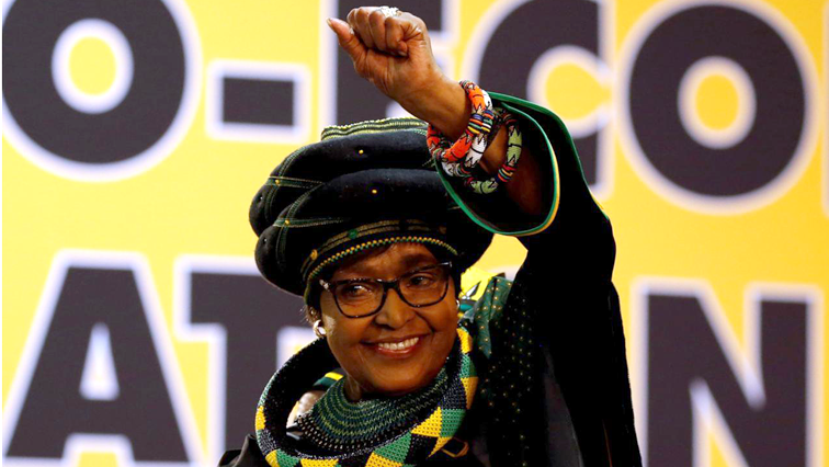 The late apartheid struggle stalwart Winnie Madikizela-Mandela at an ANC celebration.