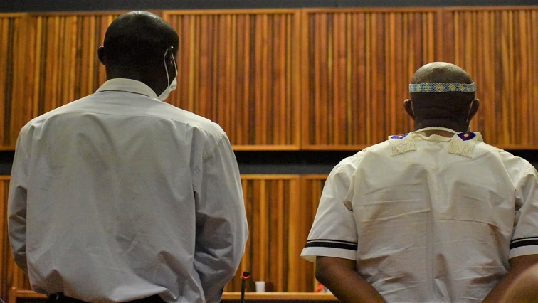 Accused No.: 3 Voster Netshiongolwe and Accused No.:  2 Simon 'Scorpion' Ndyalvane (right) in the Nathaniel Julies murder trial.