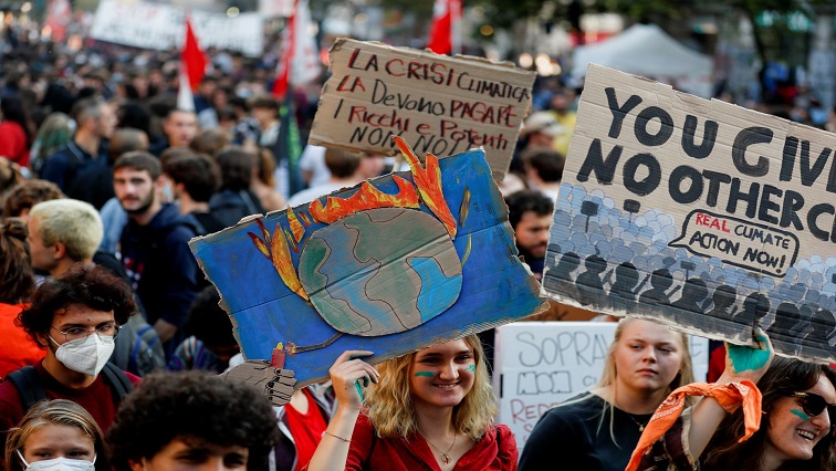 Demonstrators protest during the G20 summit in Rome, Italy.