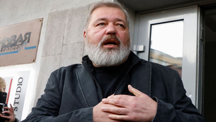 Russian investigative newspaper Novaya Gazeta's editor-in-chief Dmitry Muratov reacts as he meets journalists in Moscow, Russia October 8, 2021.