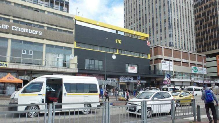 A taxi waiting for passengers on Govan Mbeki Street, opposite the main taxi rank in Gqeberha.