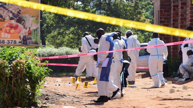 Ugandan explosives experts secure the scene of an explosion in Komamboga, a suburb on the northern outskirts of Kampala, Uganda October 24, 2021.