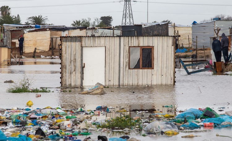 Flooded shacks at an informal settlement in Bloekombos, Kraaifontein, on 1 July 2021. Photo: Ashraf Hendricks