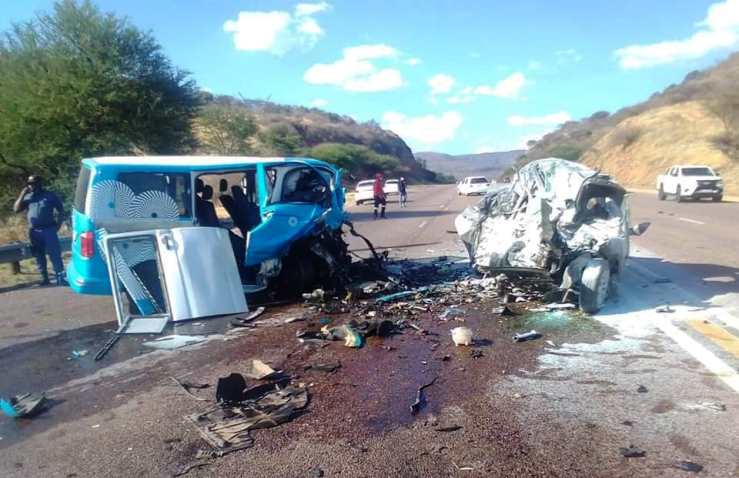 A VW Kombi and a Hyundai sedan seen wrecked after accident in Limpopo