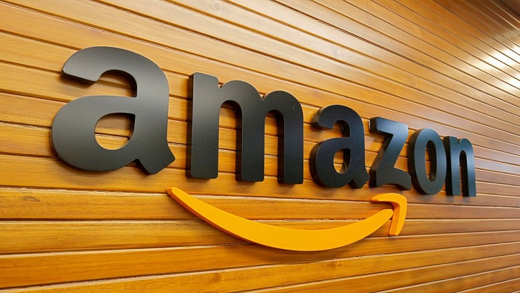 The logo of Amazon is pictured inside the company's office in Bengaluru, India.
