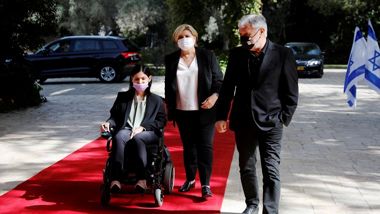 Karine Elharrar, Orna Barbivai and Meir Cohen from the Yesh Atid party arrive for consultations on the formation of a coalition government, at the President's residence in Jerusalem [File image]