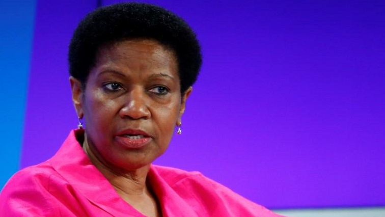 Dr Phumzile Mlambo-Ngcuka, former Executive Director of UN WOMEN addresses a WEF session in Davos January 24, 2015.